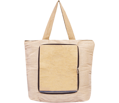 HAND CLUTCH WITH  FOLDED TOTE CANVAS BAG